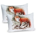 thumbnail image 1 of Ambesonne Fox Pillow Sham 2 Pack, Watercolor Bushy Tail Tod, 36"x20", Burnt Sienna White Brown, 1 of 3