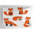 thumbnail image 1 of Ambesonne Fox Pillow Sham, Simple Style Cartoon Animals, 26" X 20", Beige Orange Indigo, 1 of 2