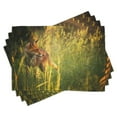 thumbnail image 1 of Ambesonne Fox Place Mats Set of 4, Vixen Mammal Summer Forest, Standard Size, Orange Yellow Green, 1 of 6