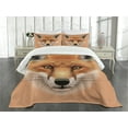 thumbnail image 1 of Ambesonne Fox Quilted Bedspread Set 3 Pcs, Fluffy Face Forest, Queen Size,, 1 of 5