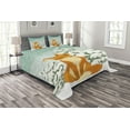 thumbnail image 1 of Ambesonne Fox Quilted Bedspread Set 3 Pcs, Red Fox Winter Forest Xmas, Queen Size, Almond Green Orange, 1 of 3