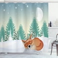 thumbnail image 1 of Ambesonne Fox Shower Curtain, Animal Sleeping on Snow Art, 69"Wx70"L, Laurel Green Dark Peach, 1 of 4