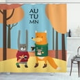thumbnail image 1 of Ambesonne Fox Shower Curtain, Animals in Sweaters with Coffee, 69"Wx70"L, Dark Peach and Hunter Green, 1 of 4