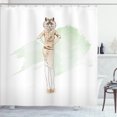 thumbnail image 1 of Ambesonne Fox Shower Curtain, Lady Animal in Dress Drawing, 69"Wx70"L, Pale Green Beige White, 1 of 4