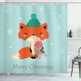 thumbnail image 1 of Ambesonne Fox Shower Curtain, Merry Christmas Bird Animal, 69"Wx70"L, Pale Seafoam Multicolor, 1 of 3