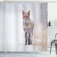 thumbnail image 1 of Ambesonne Fox Shower Curtain, Rural Field Snow Stormy, 69"Wx70"L, Brown White, 1 of 3