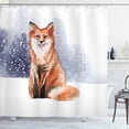 thumbnail image 1 of Ambesonne Fox Shower Curtain, Watercolor Winter Woods Animal, 69"Wx75"L, Dark Peach Purpleblue, 1 of 4