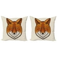 thumbnail image 1 of Ambesonne Fox Throw Pillow Cover 2 Pack, Mascot Face Mosaic Style, 20", Orange White Black, 1 of 2