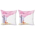 thumbnail image 1 of Ambesonne Fox Throw Pillow Cover 2 Pack, Spring Pink Sakura Idyllic, 24", Pale Pink Lavender, 1 of 2