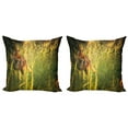 thumbnail image 1 of Ambesonne Fox Throw Pillow Cover 2 Pack, Vixen Mammal Summer Forest, 18", Orange Yellow Green, 1 of 2