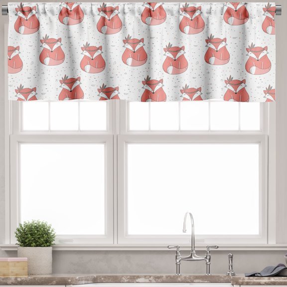 Ambesonne Fox Valance Pack of 2, Abstract Dotted Background, 54"X12", Coral Seafoam Black