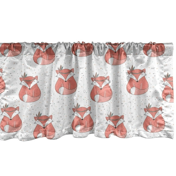 Ambesonne Fox Window Valance, Abstract Dotted Background, 54" X 18", Coral Seafoam Black