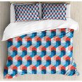 thumbnail image 1 of Ambesonne Fractal Duvet Cover Sets, Mosaic Geometric Art, 2-Queen, Blue Red, 1 of 7