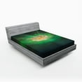 thumbnail image 1 of Ambesonne Fractal Fitted Sheet, Digital Abstract Buds, Full Size, Hunter Green, 1 of 2