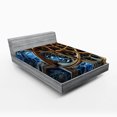 thumbnail image 1 of Ambesonne Fractal Fitted Sheet, Retro Motif, Full Size, Brown Blue, 1 of 2