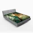thumbnail image 1 of Ambesonne Fractal Fitted Sheet, Surreal Flowers Motif, Full Size, Jade Green Orange, 1 of 3