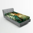 thumbnail image 1 of Ambesonne Fractal Fitted Sheet, Surreal Flowers Motif, Twin XL Size, Jade Green Orange, 1 of 3
