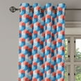 thumbnail image 1 of Ambesonne Fractal Grommet Curtain Single Panel, Mosaic Geometric Art, 50"x60", Blue Red, 1 of 5