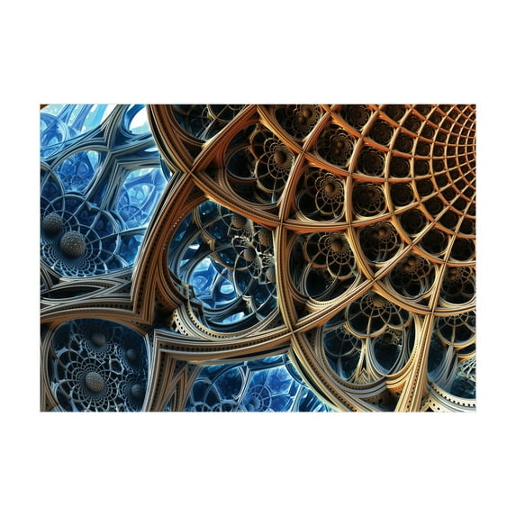 Ambesonne Fractal Jigsaw Puzzle Durable Cardboard, Retro Motif, 1000 pcs, Brown Blue
