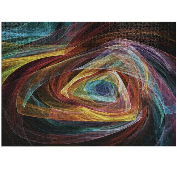 Ambesonne Fractal Jigsaw Puzzle, Gradient Triangle Lines, Heirloom-Quality Fun Activity for Family Durable Cardboard, 1000 pcs, Multicolor