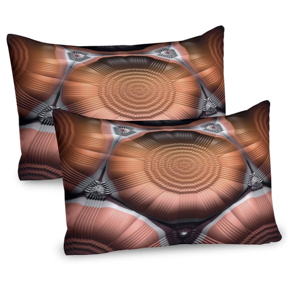 Ambesonne Fractal Pillow Sham 2 Pack, Bizzare Pentagon Shape, 36"x20", Coral Grey