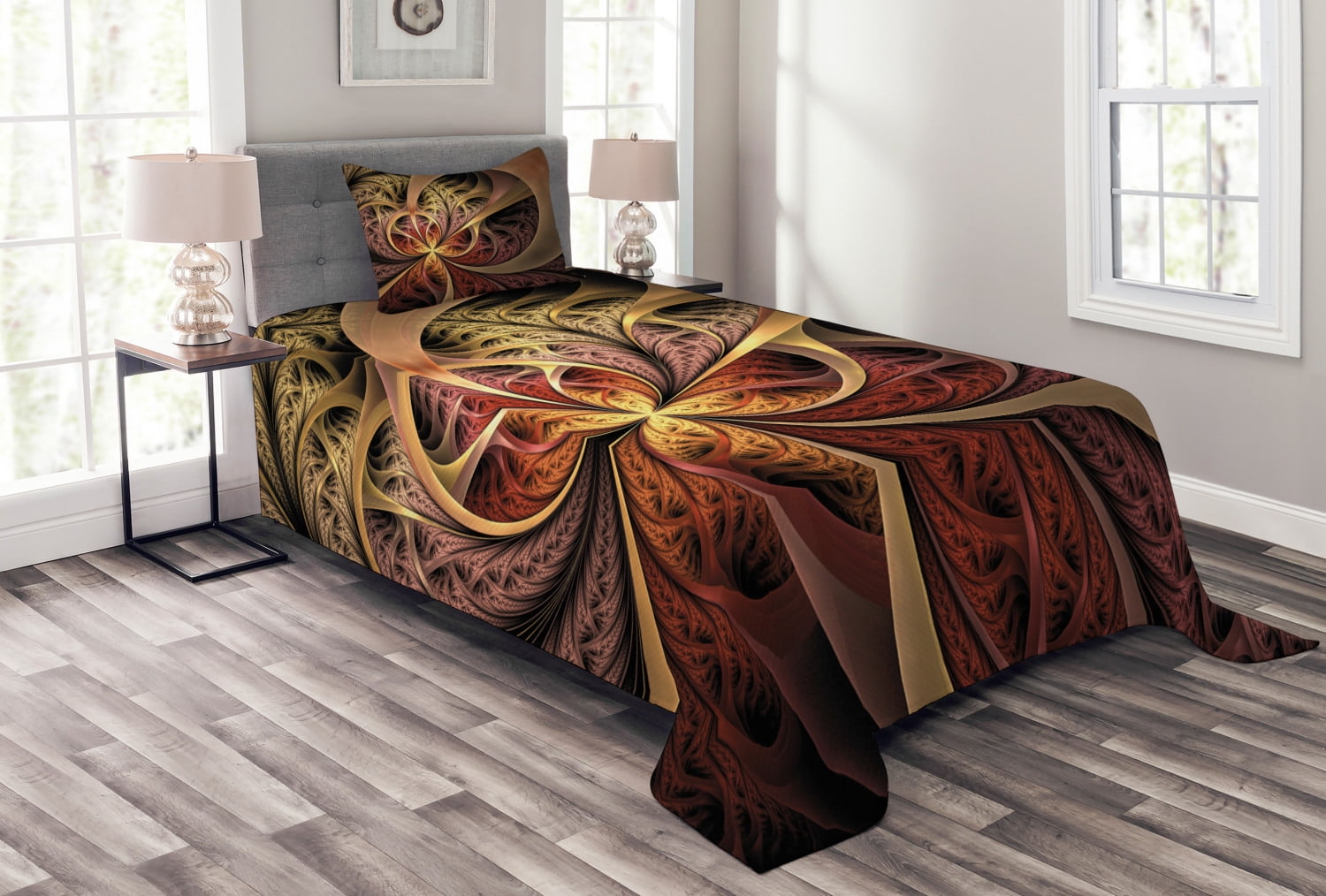Twin Size Multicolor Quilted Bedspread Set with Pillow Sham