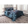 thumbnail image 1 of Ambesonne Fractal Quilted Bedspread Set 3 Pcs, Vibrant Floral Pattern, King Size, Blue Purple, 1 of 3