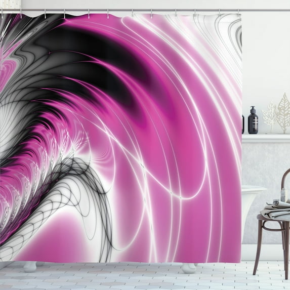 Ambesonne Fractal Shower Curtain, Digital Energy, 69"Wx75"L, Magenta Black