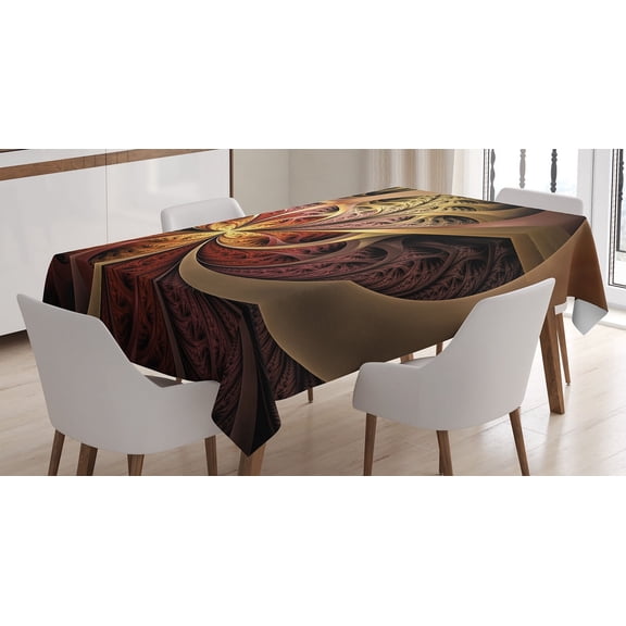Ambesonne Fractal Tablecloth Rectangular Table Cover, Gothic Medieval Theme, 60"x84", Multicolor