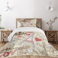 thumbnail image 1 of Ambesonne France Quilted Bedspread Set 2 Pcs, Doodle Eiffel Tower Love, Twin Size, Beige Pink, 1 of 3