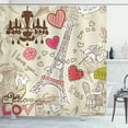 thumbnail image 1 of Ambesonne France Shower Curtain, Doodle Eiffel Tower Love, 69"Wx84"L, Beige Pink, 1 of 5
