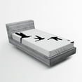 thumbnail image 1 of Ambesonne Freedom Fitted Sheet, Group of Flying Birds, Twin Size, Black White, 1 of 2