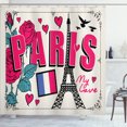 thumbnail image 1 of Ambesonne French Floral Shower Curtain, Paris My Love Eiffel, 69"Wx84"L, Eggshell and Hot Pink, 1 of 4