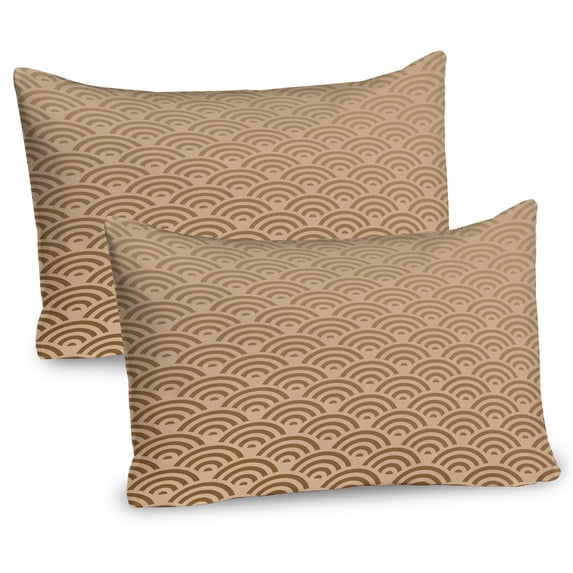 Ambesonne French Pillow Sham 2 Pack, Vintage Wave Old Royal, 36"x20", French Beige