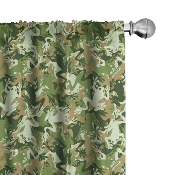 Ambesonne Frog Curtains, Skull Camouflage Design, Pair of 28"x63", Sage Pine Green