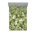 thumbnail image 1 of Ambesonne Frog Fitted Sheet & Pillow Sham Set, Skull Camouflage Design, Queen, Sage Pine Green, 1 of 2