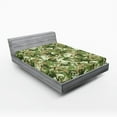 thumbnail image 1 of Ambesonne Frog Fitted Sheet, Skull Camouflage Design, Full Size, Sage Pine Green, 1 of 3