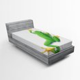 thumbnail image 1 of Ambesonne Frog Fitted Sheet, Tropic Frog in Nature, Twin Size, Green White Yellow, 1 of 2