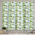 thumbnail image 1 of Ambesonne Frog Kitchen Curtains, Cartoon Jumping Pond Animals, 55"x45", Pale Blue Multicolor, 1 of 3