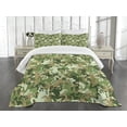 thumbnail image 1 of Ambesonne Frog Quilted Bedspread Set 3 Pcs, Skull Camouflage Design, King Size, Sage Pine Green, 1 of 5