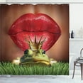 thumbnail image 1 of Ambesonne Frog Shower Curtain, Prince, 69"Wx84"L, Green Red Yellow, 1 of 5