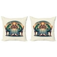 thumbnail image 1 of Ambesonne Frog Throw Pillow Cover 2 Pack, Croaker Couple Romantic Dinner, 20", Fern Green White Brown, 1 of 7