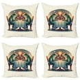 thumbnail image 1 of Ambesonne Frog Throw Pillow Cover 4 Pack, Croaker Couple Romantic Dinner, 18", Fern Green White Brown, 1 of 7