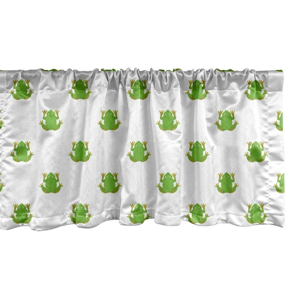 Ambesonne Frog Window Valance, Repetitive Animal Top View, 42" x 18", White and Lime Green