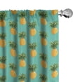 thumbnail image 1 of Ambesonne Fruit Window Curtains, Tropical Pineapple Leaves, Each 28" W x 63" L, Turquoise Yellow, 1 of 4