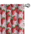 thumbnail image 1 of Ambesonne Fruit Curtains, Juicy Strawberries Summer, Pair of 28"x95", Green Pink Red, 1 of 5