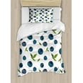 thumbnail image 1 of Ambesonne Fruit Duvet Cover Sets, Blueberry Drawing Leaves Art, 2-Twin, Petrol Blue White Green, 1 of 3