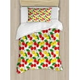 thumbnail image 1 of Ambesonne Fruit Duvet Cover Sets, Graphic Colored Cherries, 2-Twin, Red Yellow Green, 1 of 3