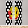 thumbnail image 1 of Ambesonne Fruit Emoji Curtains, Watermelon Face Plot, Pair of 28"x84", Black White Mustard, 1 of 2