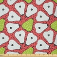 thumbnail image 1 of Ambesonne Fruit Fabric by the Yard Microfiber, Pears and Funky Polka Dots, 3 Yards, Dark Coral Apple Green, 1 of 1